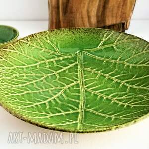 handmade ceramika duża patera - misa - liść