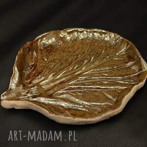 złoty liść ceramika świecznik parapetówka, prezent, dekoracja