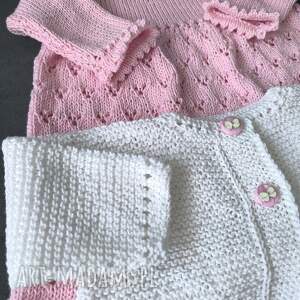 bawełniany Różowa kokardka komplet, niemowlę, sukienka