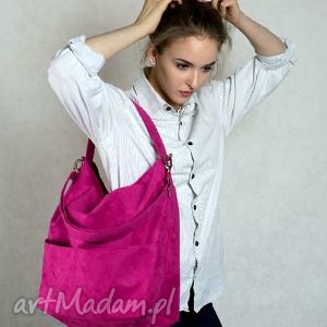 ręcznie wykonane torebki duża torba worek na ramię w kolorze fuksji