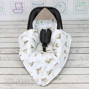bawełniany kocyk do fotelika infant - zajączkowo, otulacz nosidełka