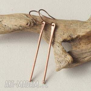 Długie kolczyki z miedzi handmade - minimalistyczne