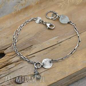 ręcznie robione srebrna bransoletka z akwamarynem - 184