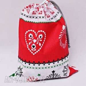 dekoracje worek na prezenty prezentowy świąteczny sweterek czerwony