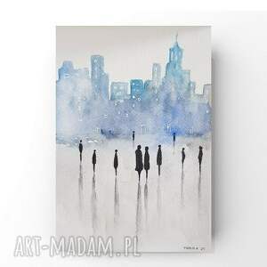 miasto - akwarela formatu A5 - Dom obrazy