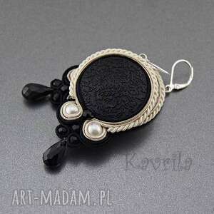 kolczyki soutache black&cream - Kavrila