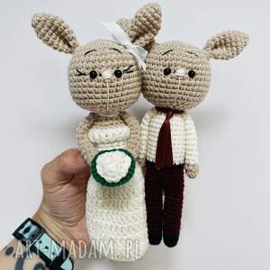 młoda para króliczki maskotki ślubne prezent handmade pamiątka
