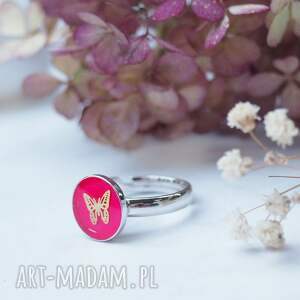silvella srebrny regulowany pierścionek z motylkiem romantyczny prezent