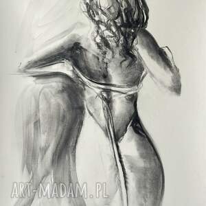 dress - 100x70cm, obraz do sypialni kobieta grafika, duży obraz