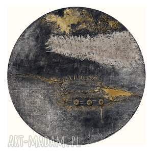 okrągła dekoracja obraz abstrakcyjny ręcznie malowany technika mieszana /3/