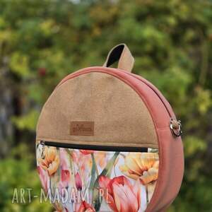 tulipany plecak, torebka, okrągła, okrąglak, 2w1