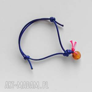 Okrągła bransoletka z bursztynu - regulowana na sznurku, handmade