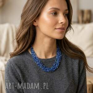 naszyjnik niebieski ze szkła szafir crystal koralikow koraliki