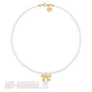 ręcznie wykonane naszyjniki złoty naszyjnik z białych pereł swarovski® crystal