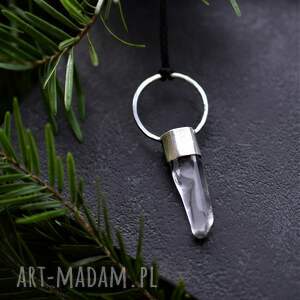 dziki krolik naszyjnik z kryształem górskim, minimalistyczny, srebro minimalizm