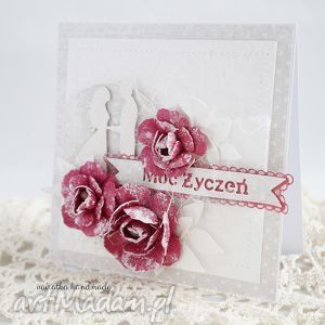 ręcznie wykonane scrapbooking kartki ślubna z różami