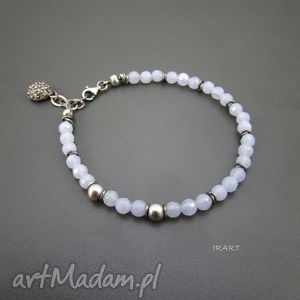 handmade bransoletka z chalcedonu z półkulą