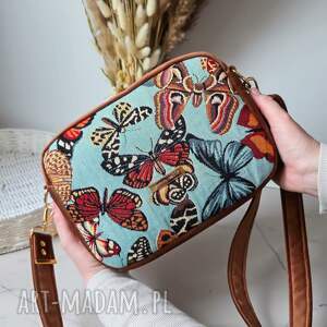 torebka box prostokątny żakardowe motyle z weluru, motylki