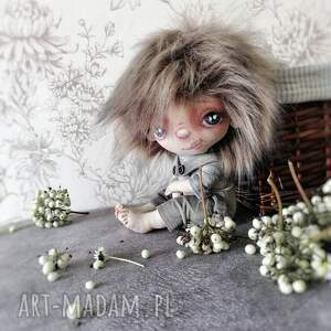 szarzyński w ogrodniczkach - artystyczna lalka kolekcjonerska z tkaniny