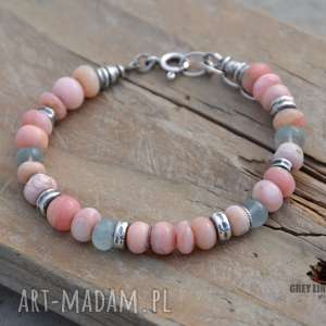 handmade opal i akwamaryn bransoletka