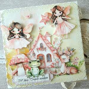 scrapbooking kartki kartka urodzinowa z wróżkami dla dziewczynki