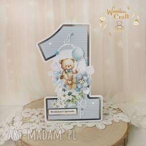 święta upominek Urodzinowa kartka cyferka, prezent na roczek Baby