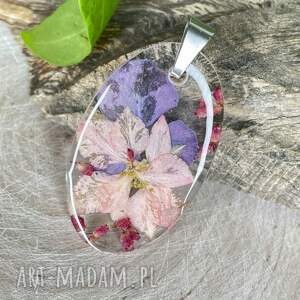 świąteczny prezent Naszyjnik z pastelowymi kwiatami w żywicy z2076