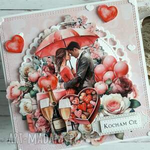 handmade scrapbooking kartki kartka na walentynki z zakochaną parą