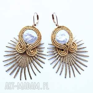 kolczyki sutaszowe ręcznie haftowane soleil