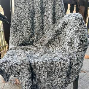 koc narzuta szary melanż na drutach, kocyk dla dziecka koce