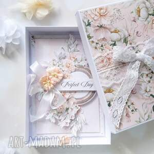 handmade scrapbooking kartki kartka na ślub w pudełku, perfect day