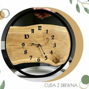 cuda z drewna zegar w metalowej obręczy 50 cm cyferkami, obręczy