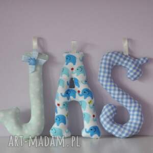 literki szyte imię jaś ozdoba pokoju - pinezka pokoik dziecka