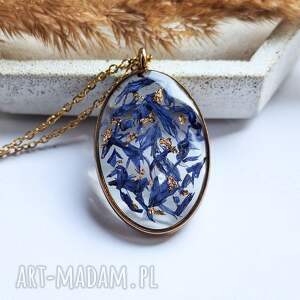 Prezent Wisiorek z żywicy z suszonymi kwiatami płatki chabra