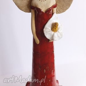 ręcznie wykonane ceramika czerwona dama z lilią