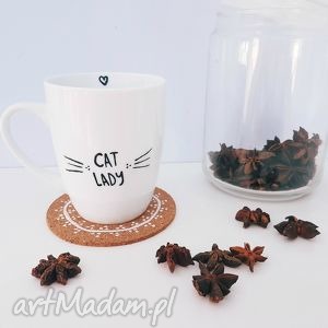 kubek cat lady ręcznie malowany - Zapętlona Nitka kubki
