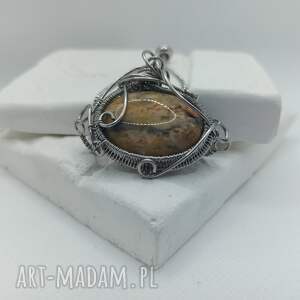 bransoletka ze stali chirurgicznej z agatem, idealny prezent, wire wrapping