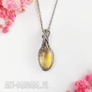 byNostawen: Naszyjnik cytryn stal chirurgiczna wisiorek handmade wirewrapping (biżuteria z cytrynem, pomysł na prezent, zawieszka)