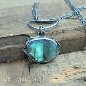 pod choinkę prezent, labradoryt xl - naszyjnik, srebro oksydowane biżuteria