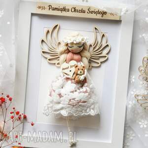 patrycjaplecie pamiątka chrztu świętego dla dziewczynki - róż anioł stróż