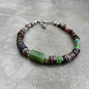 planeta ziemia, kamienie naturalne, srebro, srebrna bransoletka