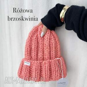 Czapka Nordic z 100% wełny - różowa brzoskwinia