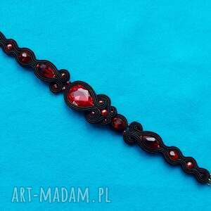 bransoletka sutasz czarna czerwona kryształem soutache krysztal