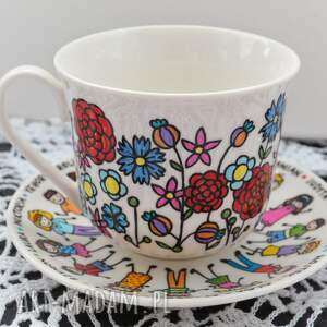 ręcznie malowana filiżanka dla nauczyciela kwiaty prezent nauczycielki