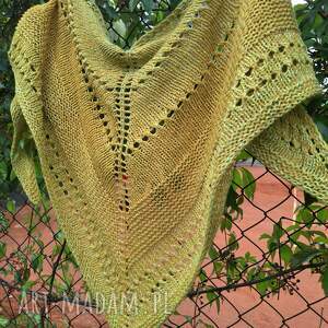 Chusta na drutach handmade - banan z limonką