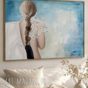 Blue - ręcznie malowany obraz akrylowy 90x60 do salonu i sypialni