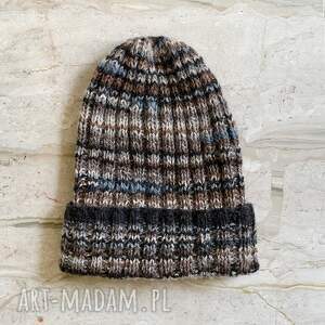 czapka beanie soft tweed / handmade na drutach drutach