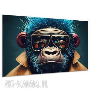 Nowoczesny obraz na płótnie - małpa w okularach 120x80 cm