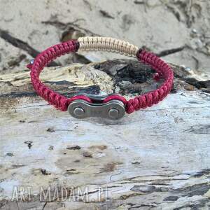 bransoletka dla rowerzysty - bordowo beżowa