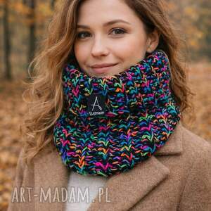 Komin na chłodne dni multikolorowy, jesienny, zimowy szal